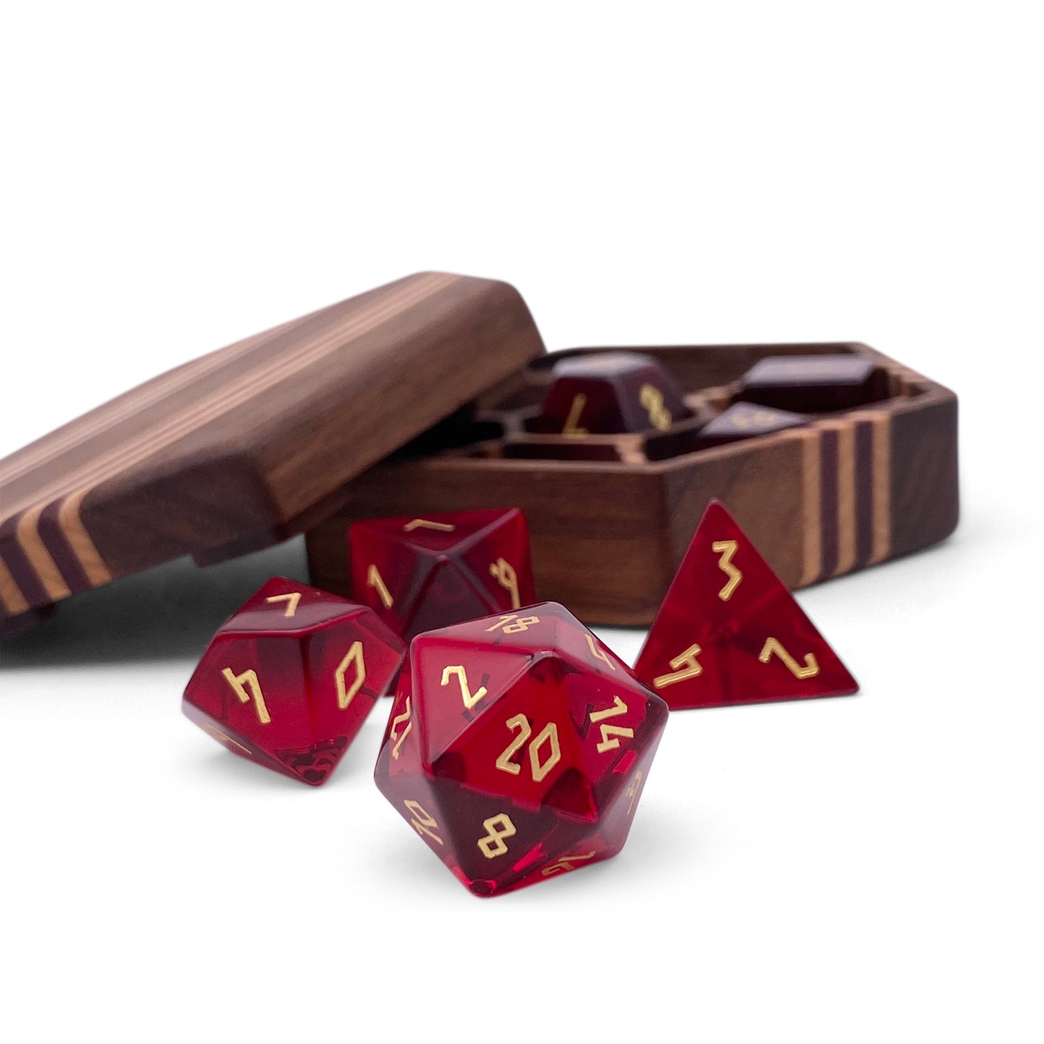 Zircon Glass Birthstone 16mm Dice Set: offers January- Garnet