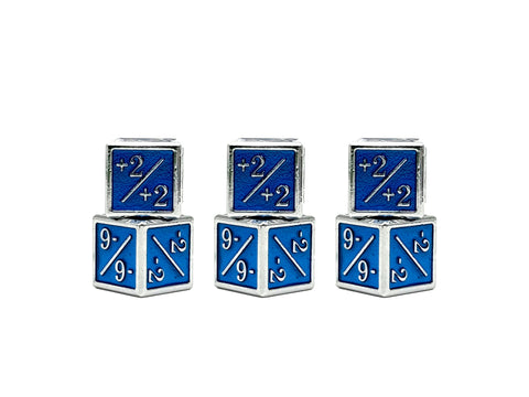 1/+1 & -1/-1 D6 Blue Pack of 6 CCG Metal Dice