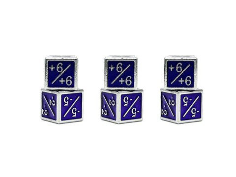 1/+1 & -1/-1 D6 Purple Pack of 6 CCG Metal Dice