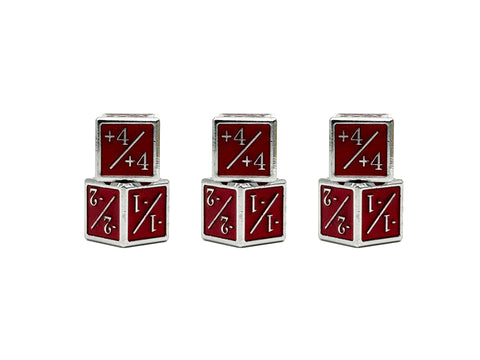 1/+1 & -1/-1 D6 Red Pack of 6 CCG Metal Dice