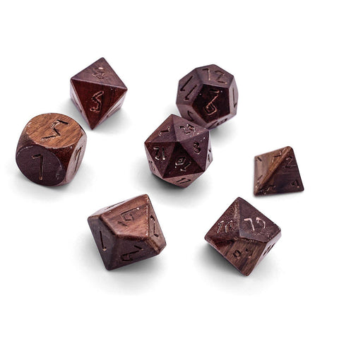 Bubinga - 7 Piece RPG Wooden Dice Set