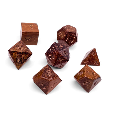 African Teak - 7 Piece RPG Wooden Dice Set