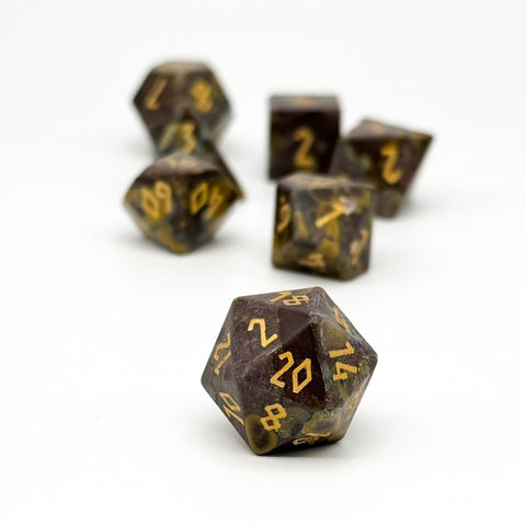 Azolite (Insect Fossil) - 7 Piece RPG Set Gemstone Dice