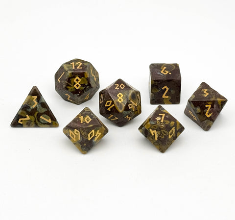 Azolite (Insect Fossil) - 7 Piece RPG Set Gemstone Dice