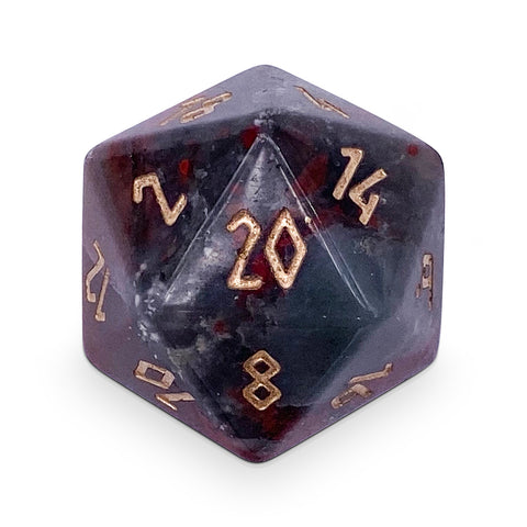 Bloodstone - Single D20 Gemstone Dice