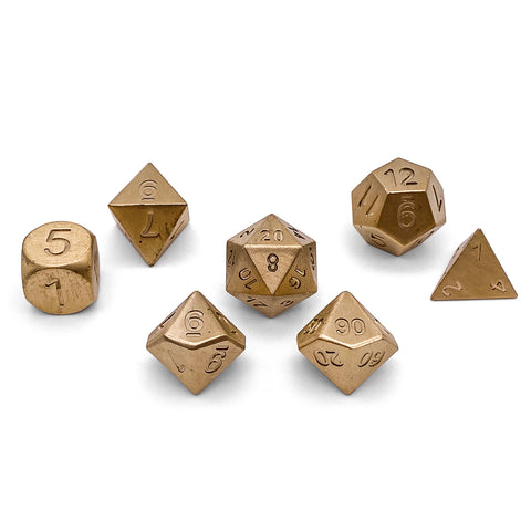 Brass - 7 Piece RPG Set True Metal Dice