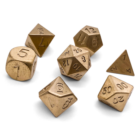 Brass - 7 Piece RPG Set True Metal Dice