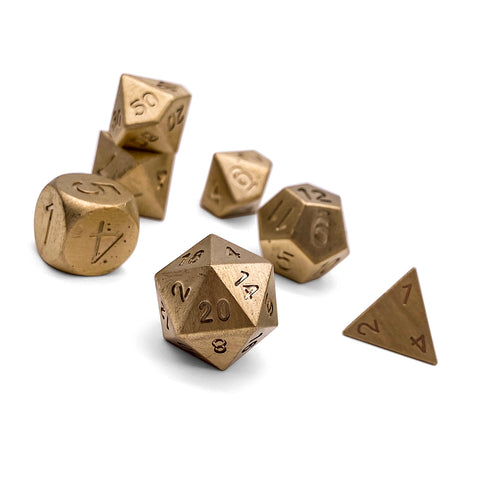 Brass - 7 Piece RPG Set True Metal Dice