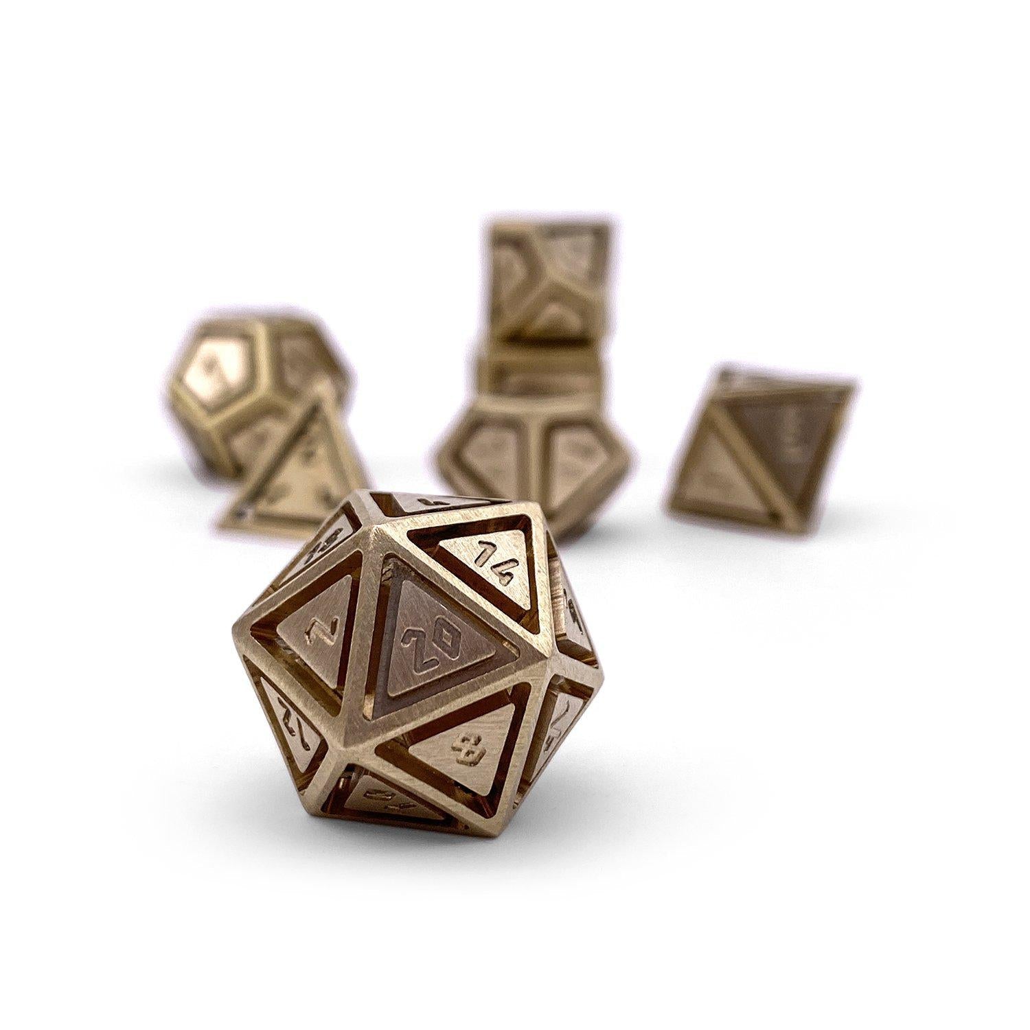 Brass - Nimbus™ 7 Piece RPG Set True Metal Dice - NOR 02605