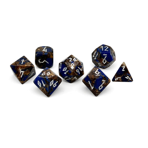 Bronzite Lapis Lazuli - 7 Piece RPG Set TruStone Dice