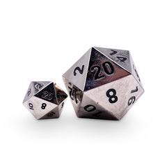 Chainmail Silver - Boulder® 45mm D20 Metal Dice - Norse Foundry