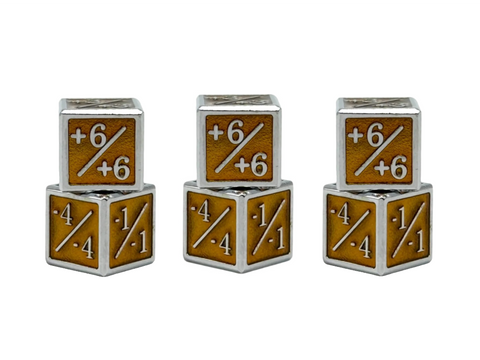 1/+1 & -1/-1 D6 Yellow Pack of 6 CCG Metal Dice