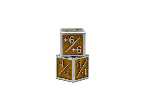 1/+1 & -1/-1 D6 Yellow Pack of 6 CCG Metal Dice