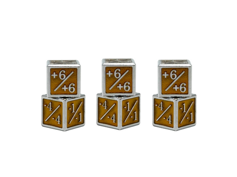 1/+1 & -1/-1 D6 Yellow Pack of 6 CCG Metal Dice