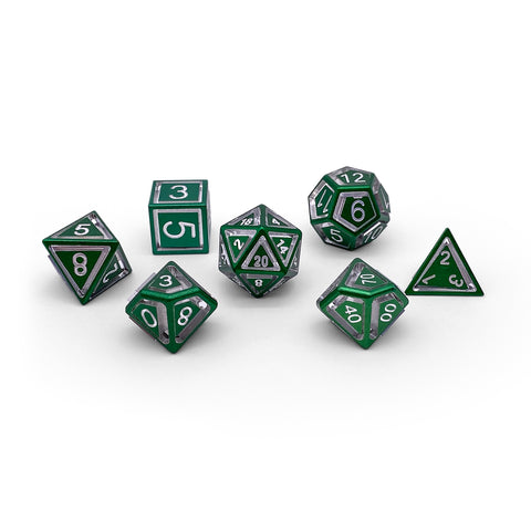 Druid Green - Nimbus™ 7 Piece RPG Set 6063 Aluminum Dice