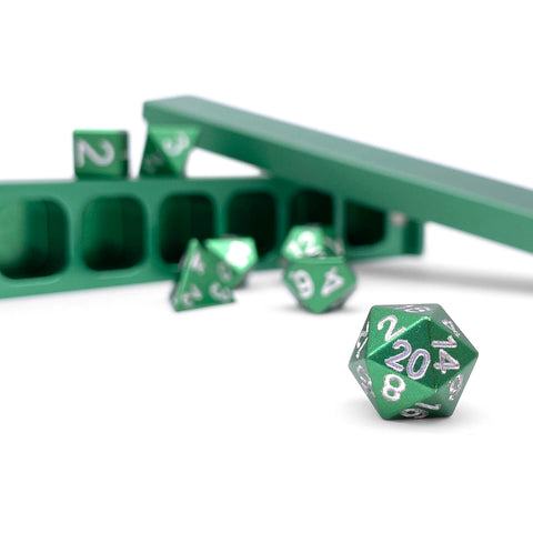 Druid Green - Pebble™ 10mm Set with Case 6063 Aluminum Dice