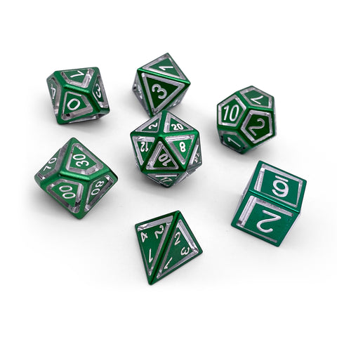 Druid Green - Nimbus™ 7 Piece RPG Set 6063 Aluminum Dice