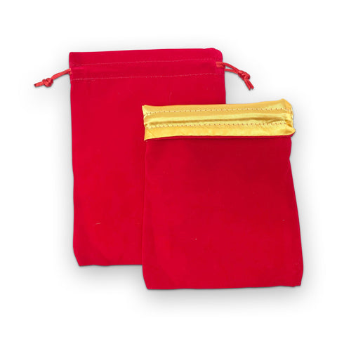 Red/Yellow Dice Bag 5 x 7″ Velvet with Reinforced Treated Satin