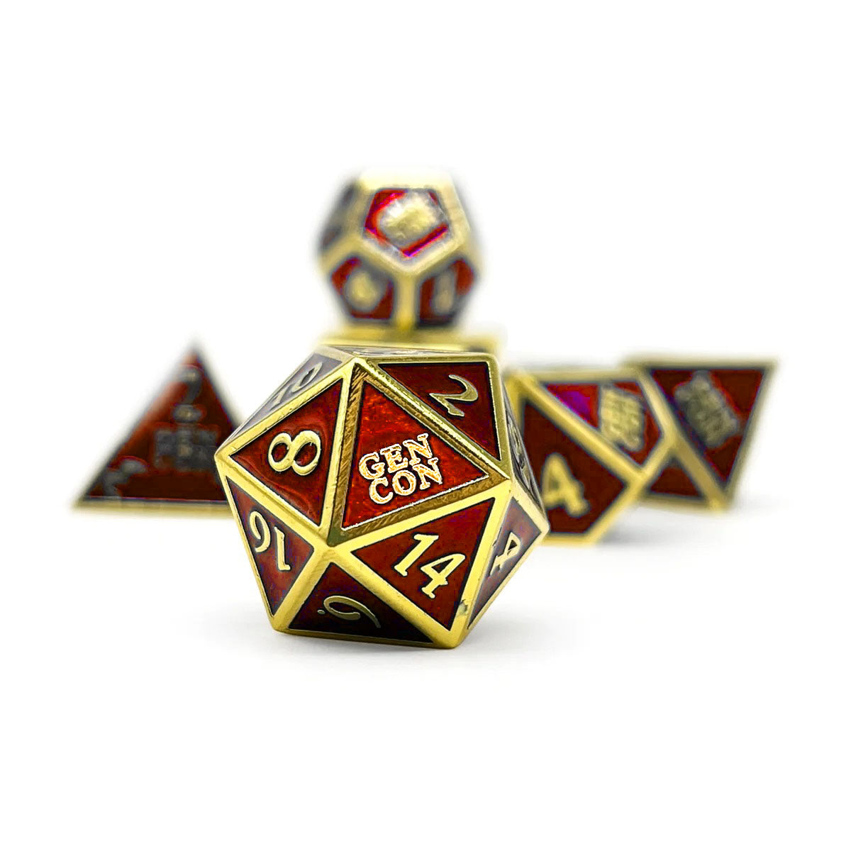 GenCon 2024 Officially Licensed Dice Set Red and Gold Norse Foundry