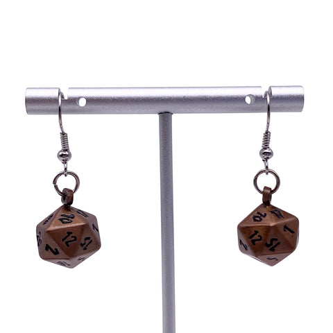 Gnomish Copper - Ioun Stone D20 Dice Earrings by Norse Foundry