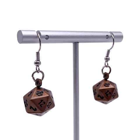 Gnomish Copper - Ioun Stone D20 Dice Earrings by Norse Foundry