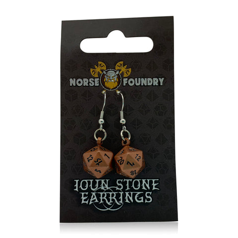 Gnomish Copper - Ioun Stone D20 Dice Earrings by Norse Foundry