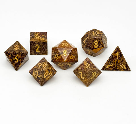 Golden Silk Jade - 7 Piece RPG Set Gemstone Dice