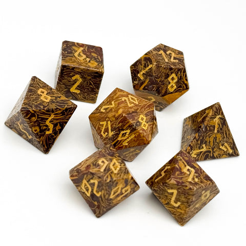 Golden Silk Jade - 7 Piece RPG Set Gemstone Dice