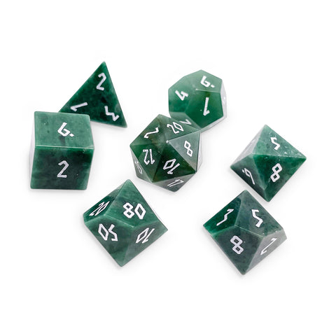 Green African Jade - 7 Piece RPG Set Gemstone Dice