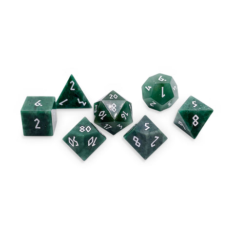 Green African Jade - 7 Piece RPG Set Gemstone Dice