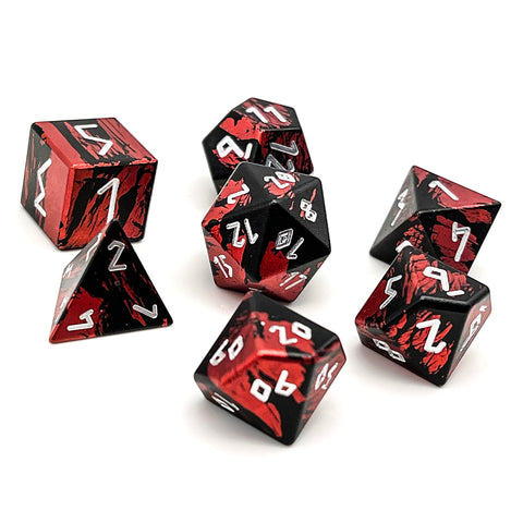 Hell's Fury - 7 Piece RPG Set 6063 Aluminum Layered Dice