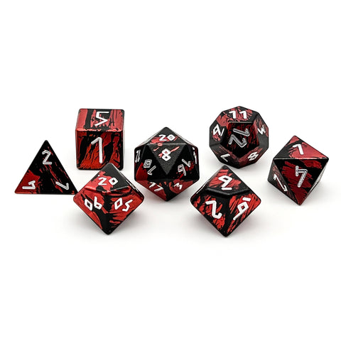 Hell's Fury - 7 Piece RPG Set 6063 Aluminum Layered Dice