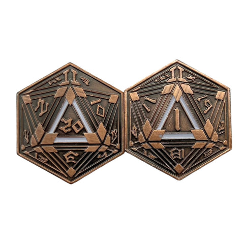 Metal RPG Crit/Fail Coin Copper Plated- 25mm