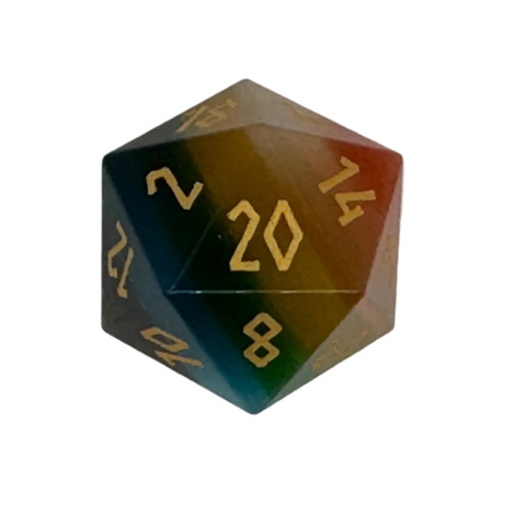 Rainbow Cats Eye - Boulder® 30mm Glass Dice