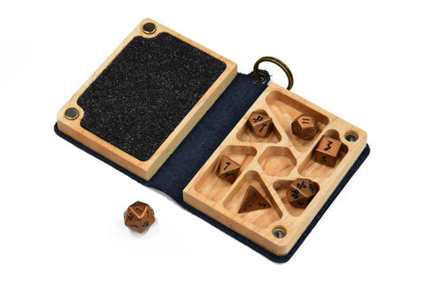 Lapis Leather Keychain Spellbook Dice Box - Elderwood