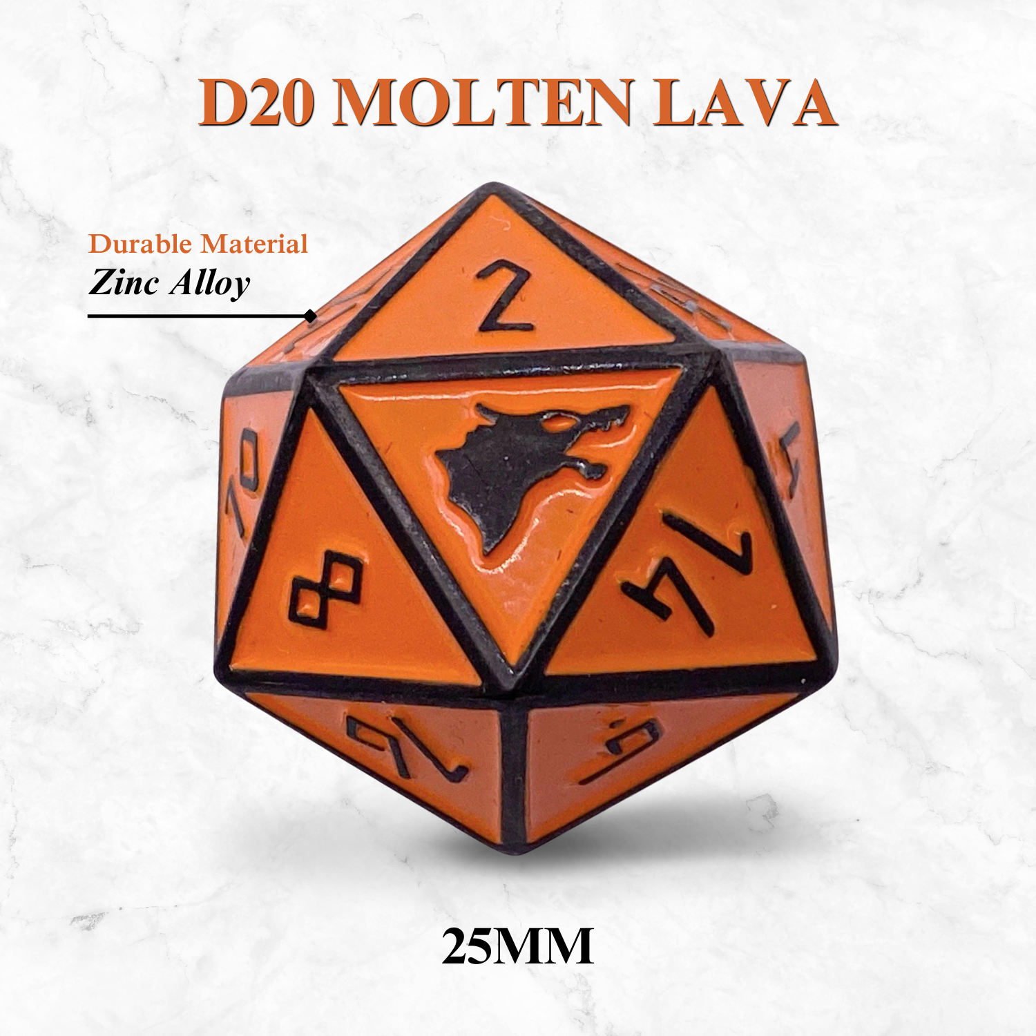 Norse Foundry Runestones™ - 25mm D20 - Molten Lava - NOR 00816