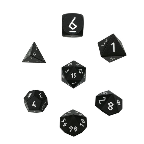 Night Black - 7 Piece RPG Set 6063 Aluminum Dice