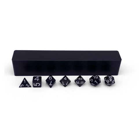 Night Black - 7 Piece RPG Set with Case 6063 Aluminum Dice