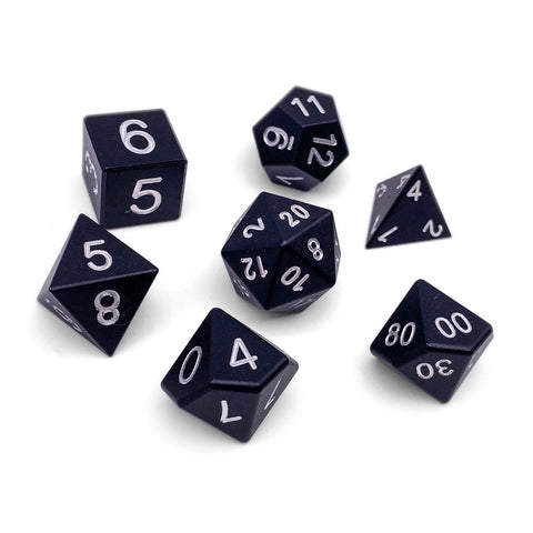 Night Black - 7 Piece RPG Set 6063 Aluminum Dice