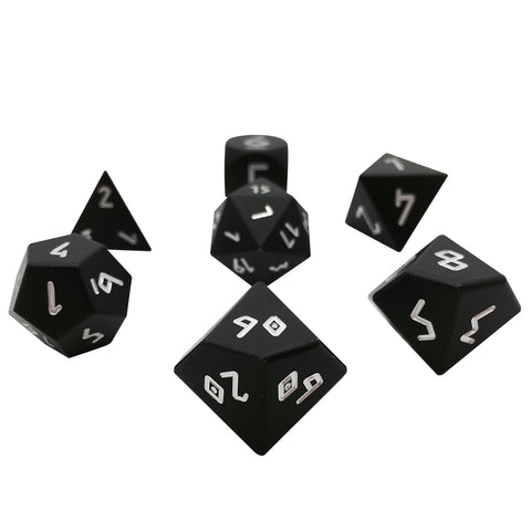 Night Black - 7 Piece RPG Set 6063 Aluminum Dice