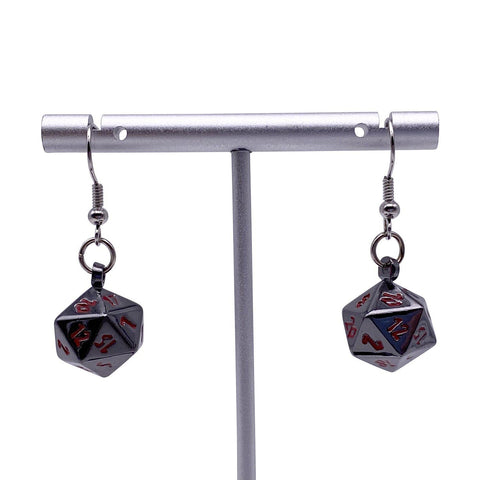 Nightmare Black - Ioun Stone D20 Dice Earrings by Norse Foundry