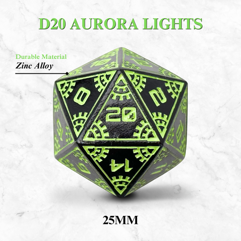 Space Dice Meteor Runestones™ - 25mm D20 - Aurora Lights