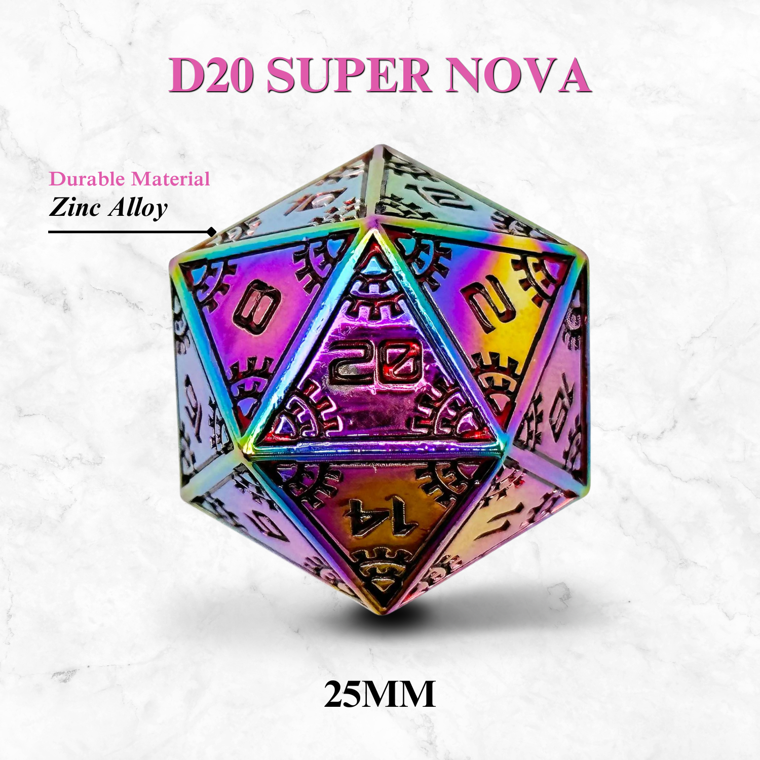 Space Dice Meteor Runestones™ - 25mm D20 - Super Nova - NOR 00832