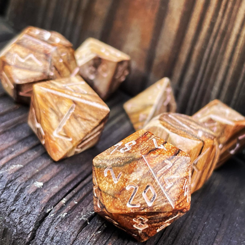 Alligator Wood - 7 Piece RPG Wooden Dice Set