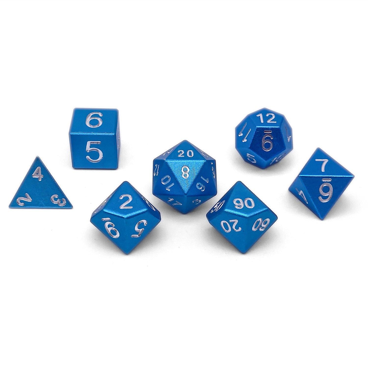 Sea Teal - 7 Piece RPG Set 6063 Aluminum Dice - Regular Font - NOR 02028