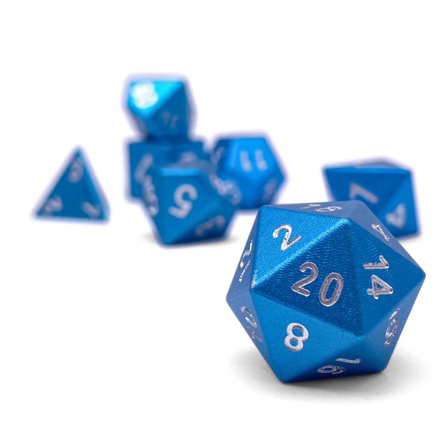 Sea Teal - 7 Piece RPG Set 6063 Aluminum Dice - Regular Font - NOR 02028