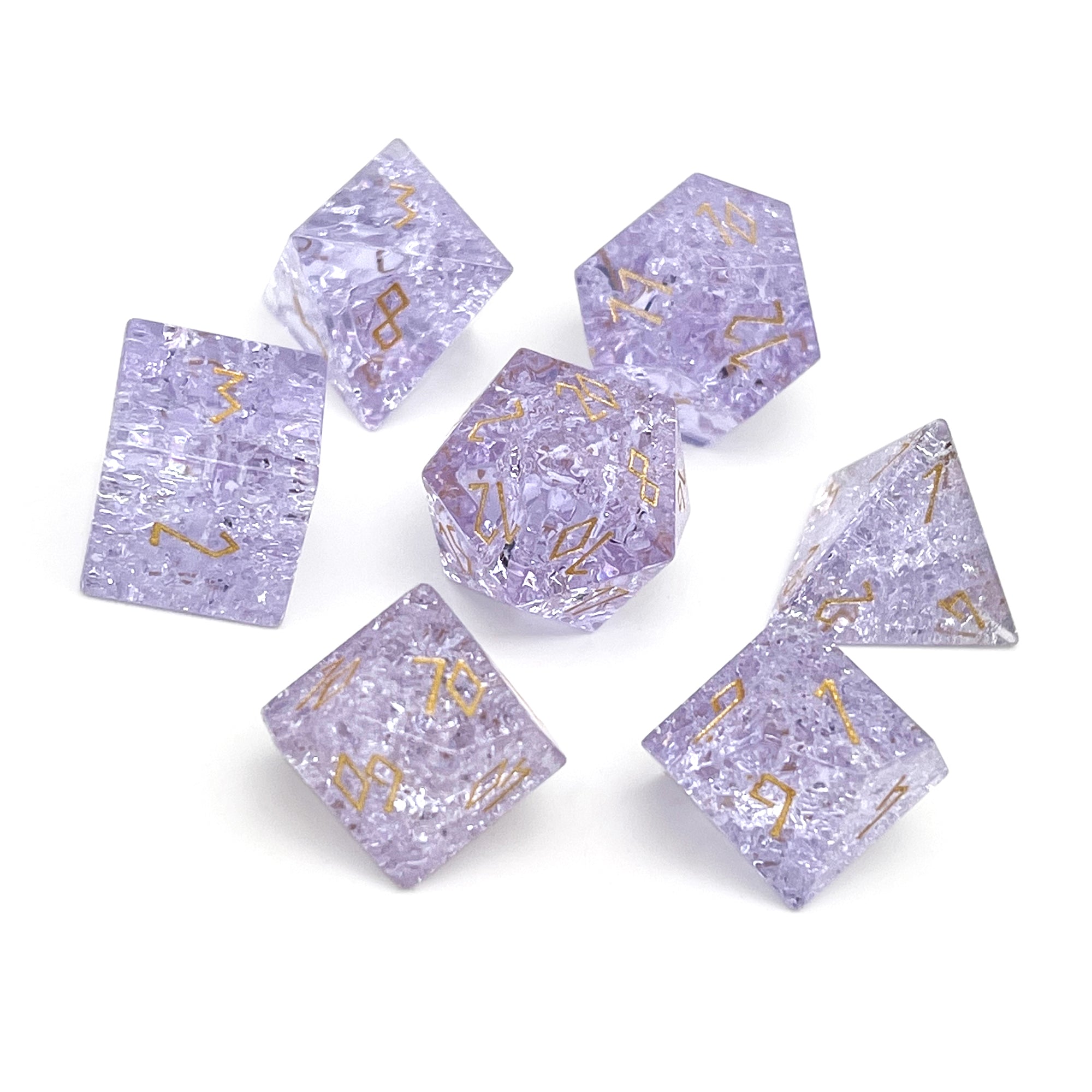 Fortitude - Amethyst Gemstone Dice Set newest | Hand Carved | 7 Polyhedral Dice | DnD Dice Set | Dungeons and Dragons | RPG Game | DND | Gemstones