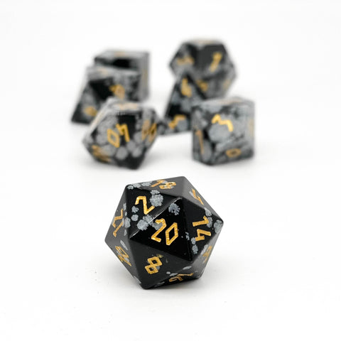 Snowflake obsidian - 7 Piece RPG Set Gemstone Dice