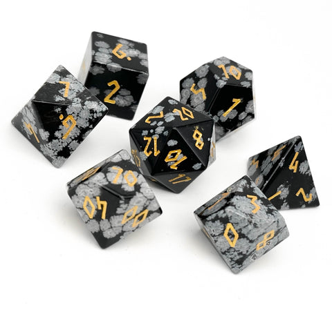 Snowflake obsidian - 7 Piece RPG Set Gemstone Dice