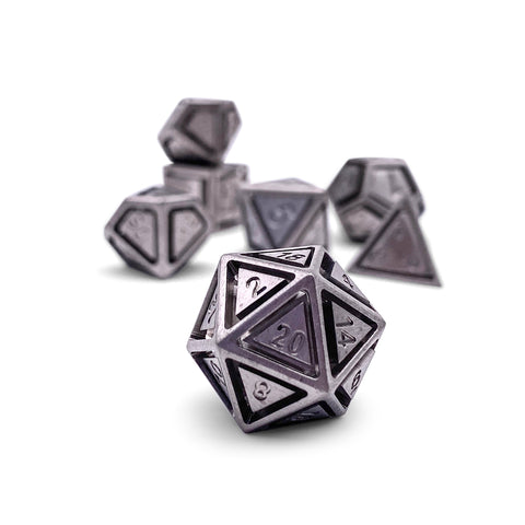 Stainless Steel - Nimbus™ 7 Piece RPG Set True Metal Dice